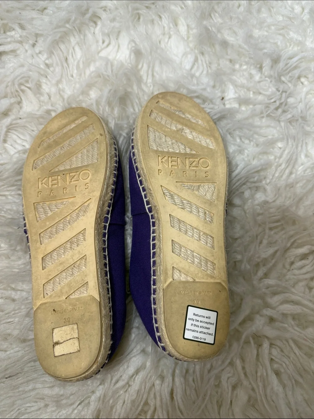 KENZO Espadrilles Purple Tiger-Embroidered Espadrille Slip-Ons size 39 or 9